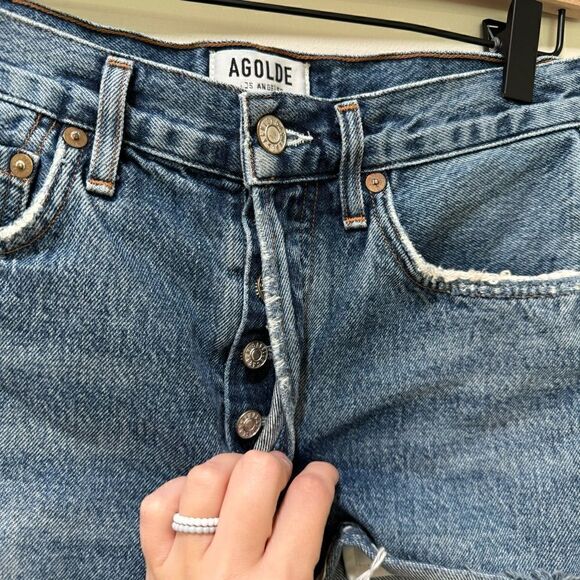 Agolde Cut-Off Denim Shorts sz 24 - Picture 4 of 6